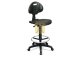 TABURETE NEGRO con asiento y respaldo en poliuretano, grupo 1 con ruedas